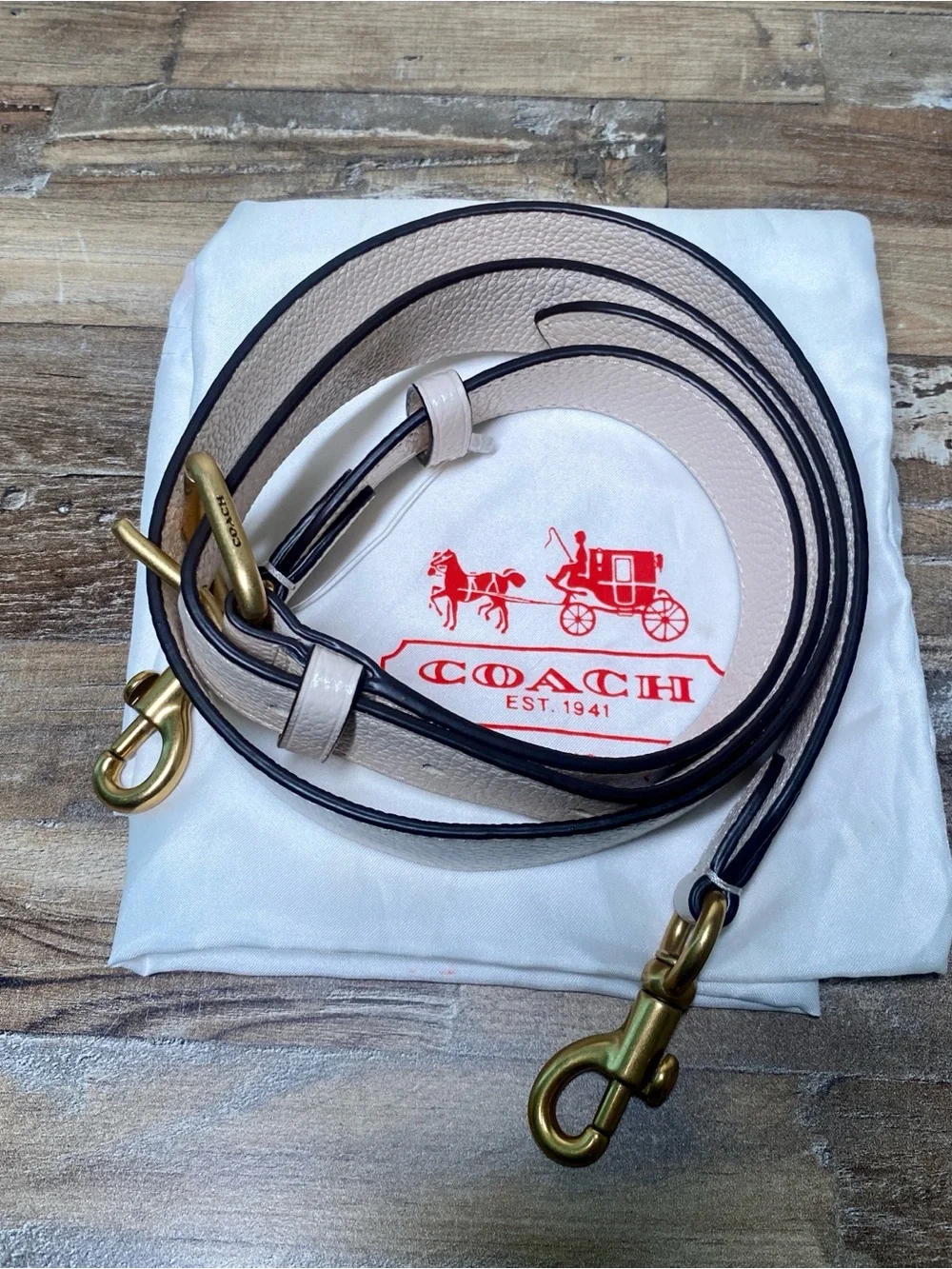 Coach Cream / Ivory Leather Crossbody Strap with Gold Hardware